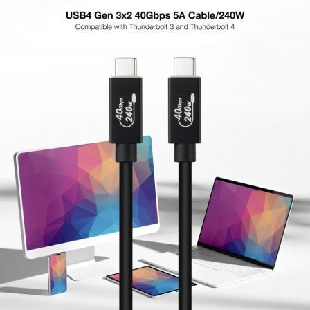 Nanocable Cable USB 4 Gen 3x2 40Gbps 240W USB-C a USB-C 1m Negro Nanocable Cable USB 4 Gen 3x2 40Gbps 240W USB-C a USB-C 1m Negro